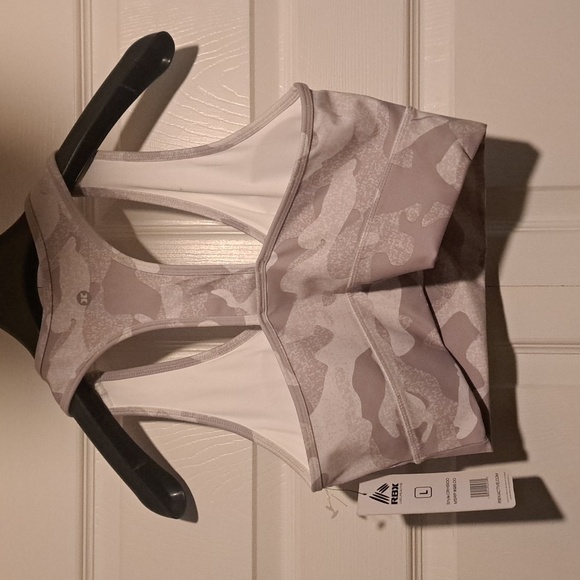 RBX Size L NWT White and gray army sports bar With Patted Bra Perfect 4 the gym - Picture 5 of 7
